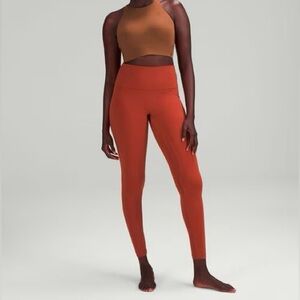Lululemon Tight 33" Women's Size 0 Orange Align Ribbed Leggings High Rise Yoga‎